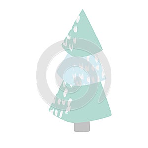 Fir tree winter illustration. Modern decoration elemet for Christmas and New year party