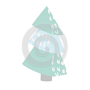 Fir tree winter illustration. Modern decoration elemet for Christmas and New year party