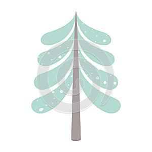 Fir tree winter illustration. Modern decoration elemet for Christmas and New year party