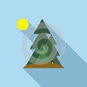 Fir trees icon in flat style