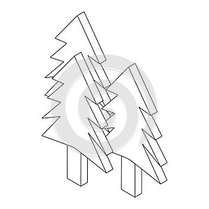 Fir trees icon, isometric 3d style