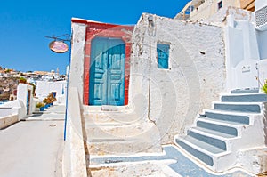 Fira architecture on the island of Thera (Santorini) in Greece.