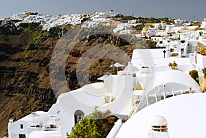 Fira Village Landscape - Mountain view, greek white houses