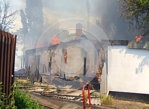 Fire in an abandoned house