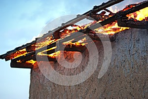 Fire in an abandoned house detail