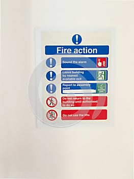 Fire action office workplace safety rules information