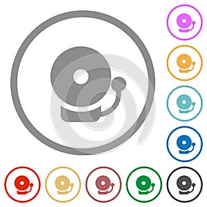 Fire alarm bell solid flat icons with outlines