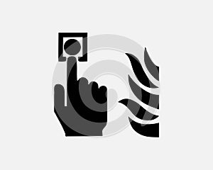 Fire Alarm Button Press Emergency Rescue Call Help Black White Silhouette Sign Symbol Icon Clipart Vector