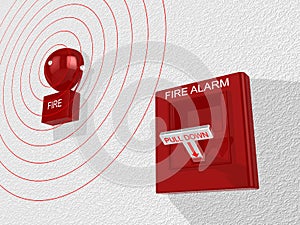 Fire alarm switch activated sounding an alarm