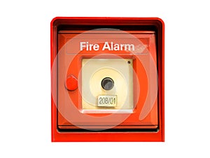 Red fire alarm isolate on white.
