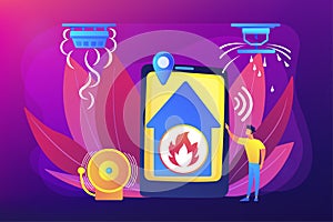 Fire alarm system concept vector illustration.