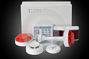 fire alarm system on a dark background. fire safety for home.