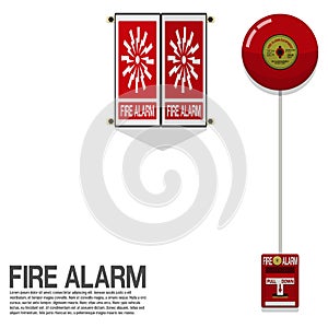 Fire alarm systemmanual pull down type with warning sign on transparent background photo