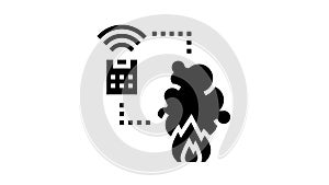 fire alarm system of smart home glyph icon animation