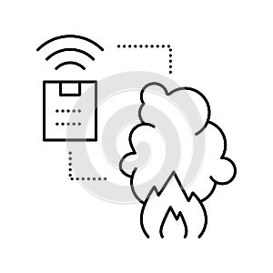 fire alarm system of smart home line icon vector illustration