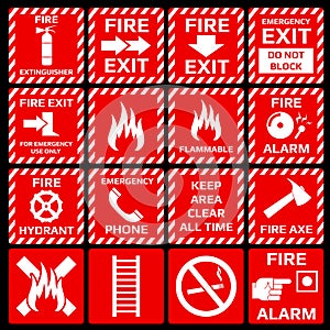 Fire alarm vector symbols set