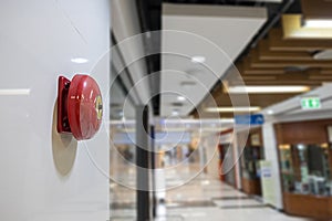 Fire alarm on the wall of shopping mall warning and security system