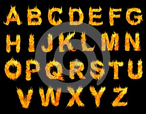 Fire alphabet letters.