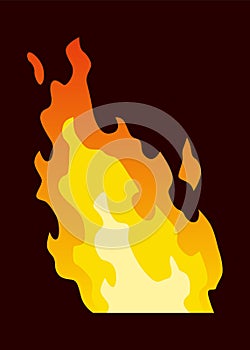 Fire animation sprite. Red and orange fire flame. Hot flaming element for game animation. Vector icon in cartoon style