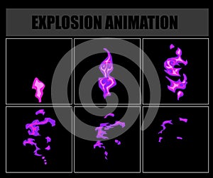 Fire animation sprites, vector flame video frames for game design