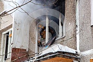 Fire in an apartment building.