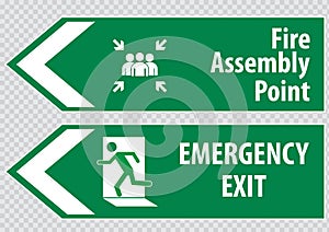 Fire Assembly Point and emergency exit Sign