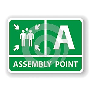 Fire assembly point sign, gathering point signboard, emergency evacuation vector for graphic design, logo, website, social media,