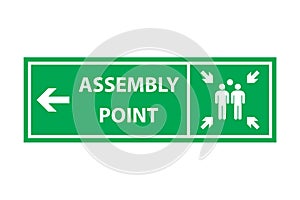 Fire assembly point sign, gathering point signboard, emergency evacuation vector for graphic design, logo, web site, social media