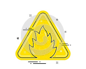 Fire attention icon. Isolated triangle flammable attention sign. Flame alert warning icon. Fire aware icon. Vector