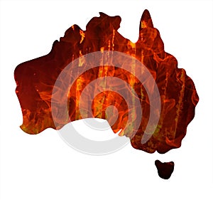Fire in Australia. Map of australia burn. Animals killed in Fiers. Catastrophe and apocalypse. Pray for Australia