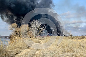 Fire in the autumn steppe