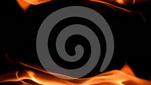 fire background burning flame frame on a black background