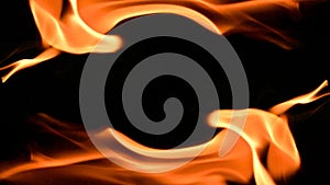 fire background burning flame frame on a black background