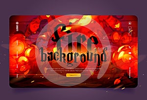 Fire background, cartoon landing, bomb explosion