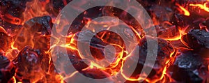A fire background featuring glowing embers and smoldering coals, with soft, flickering flames