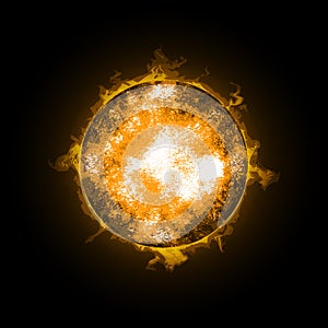 Fire Ball Planet. Illustration on black background