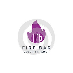 Fire and bar negative space logo design