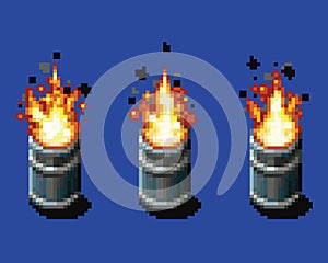 Fire in the barrel - animation frames video game asset pixel art vector layer illustration photo