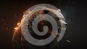 angry fire bear art