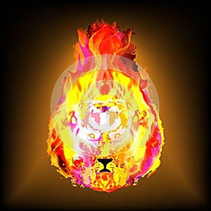 Fire beast icon. Biblical story of judgment. Flaming lion. Vector graphics for design logos, avatars.