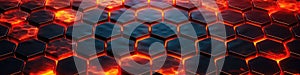 Fire Beautiful Hexagonal Tiles Texture Background. Generative AI