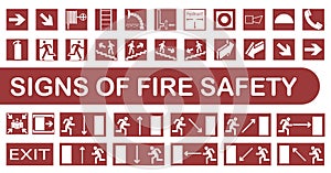 Fire behavior rules. Fire signs. Meeting point, emergency assembly point