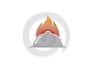 Fire on a big dishfood for logo design illustration