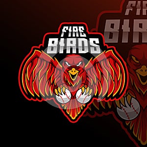 Fire Bird Baseball Animal Team Badge