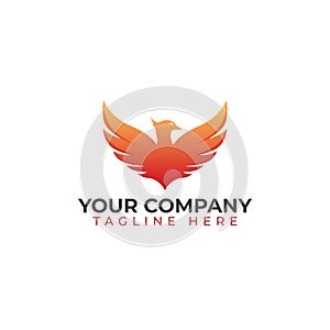 Fire bird phoenix logo vector illustration