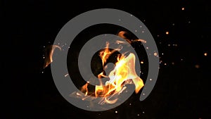 Fire on a black background, slow motion video, slow motion, duplication on chromakey