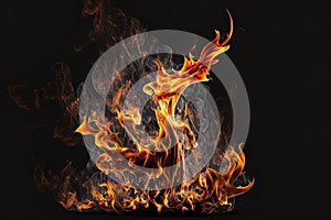 Fire on black background Super Highres