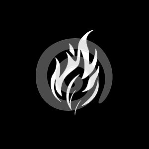 Fire - black and white vector illustration