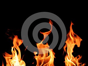Fire blaze texture, black background