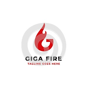 Fire blazing illustration concept for letter G initial logo design vector